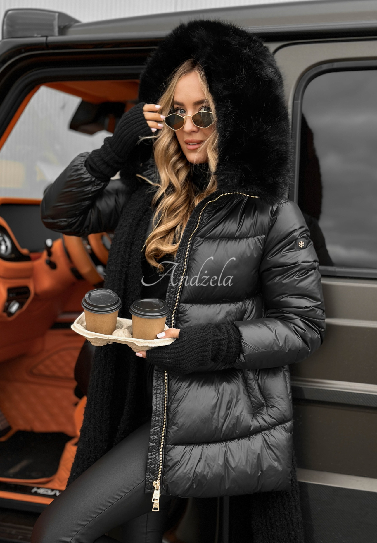 Quilted jacket with fur Something Like That black