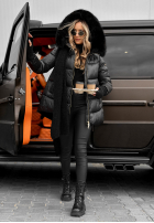 Pikowana kurtka z futerkiem Something Like That czarna