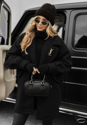 Under The Leaves wool sheepskin coat black