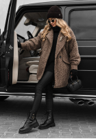 Płaszcz kożuszek oversize Under The Leaves czekoladowy