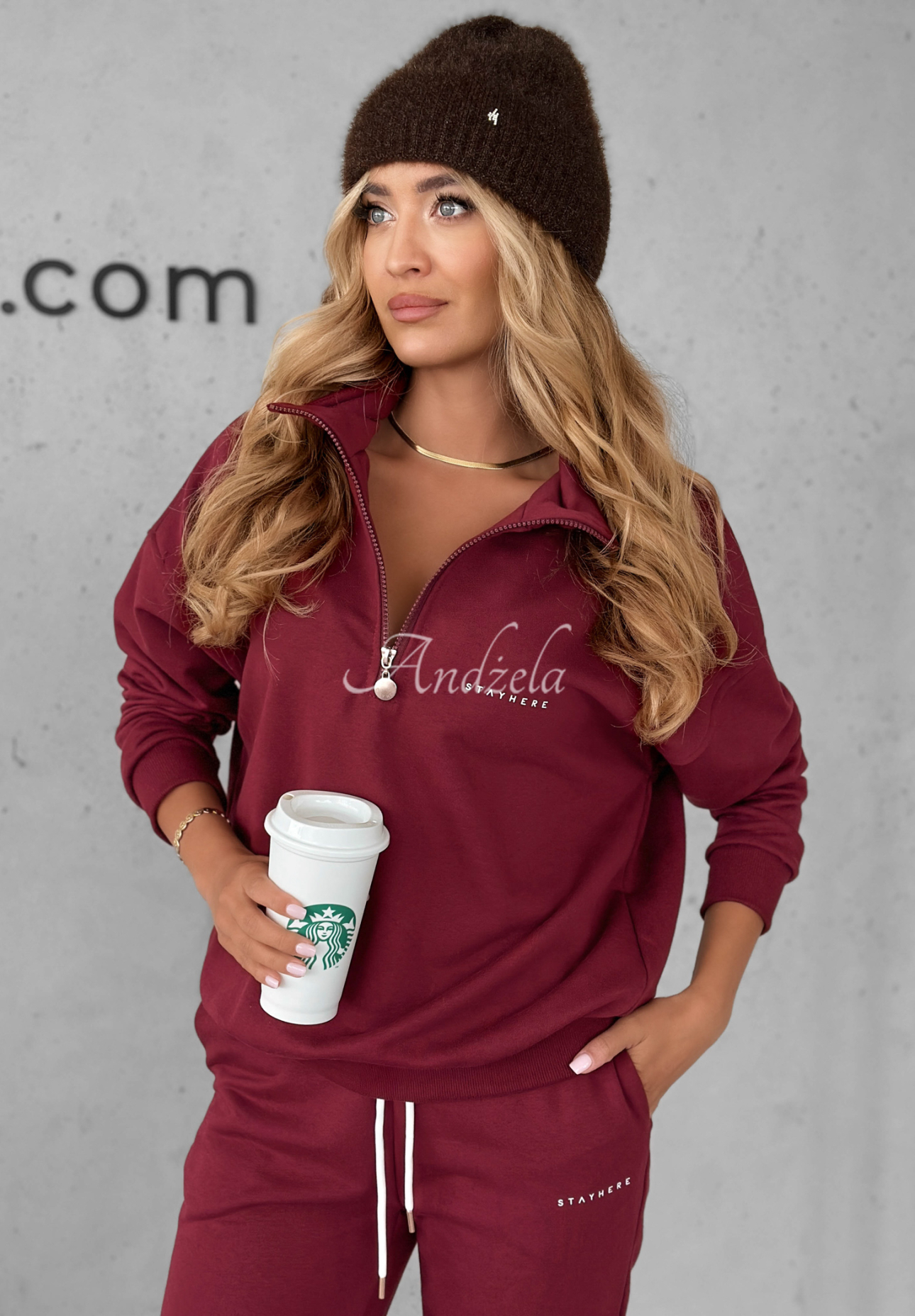 Pause Time sweatshirt and pants set burgundy