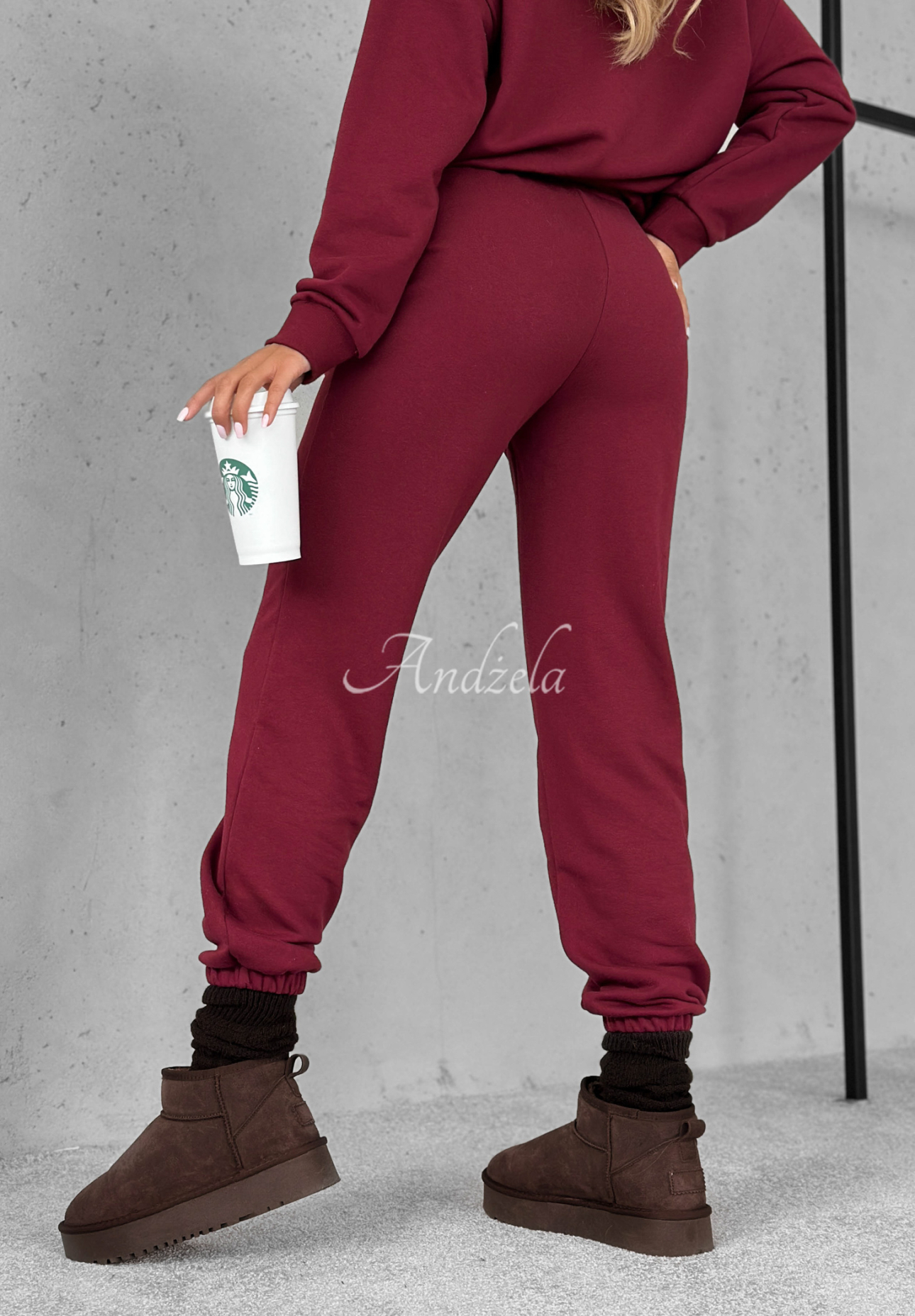 Pause Time sweatshirt and pants set burgundy
