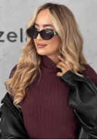 Lekki prążkowany sweter z golfem Restful Pause śliwkowy