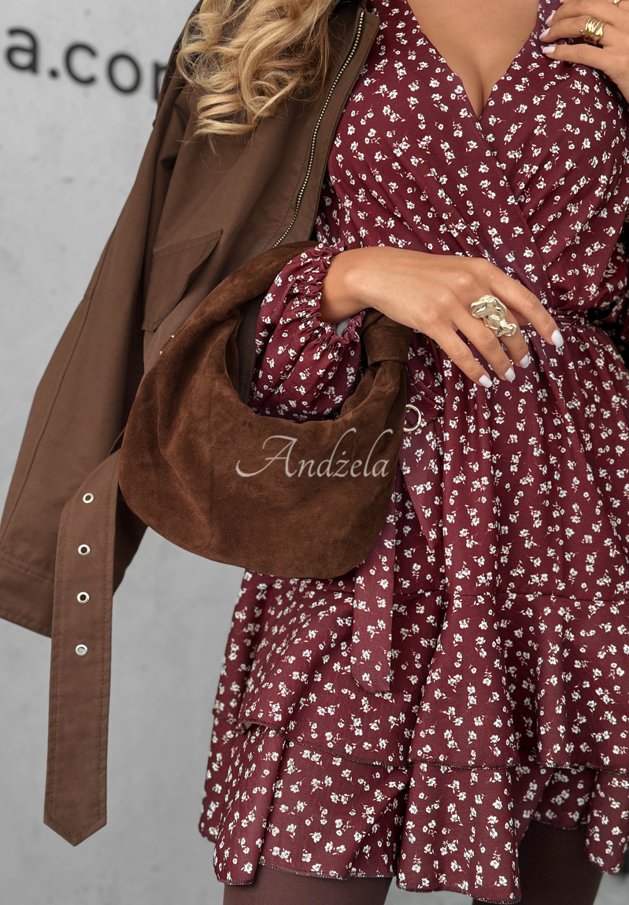 Zamszowa torebka Just Lipstick czekoladowa