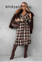 Checked viscose midi dress by Just Listen chocolate