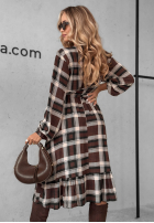 Sukienka midi w kratę Just Listen czekoladowa