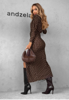 Sukienka maxi w groszki Found You czekoladowa