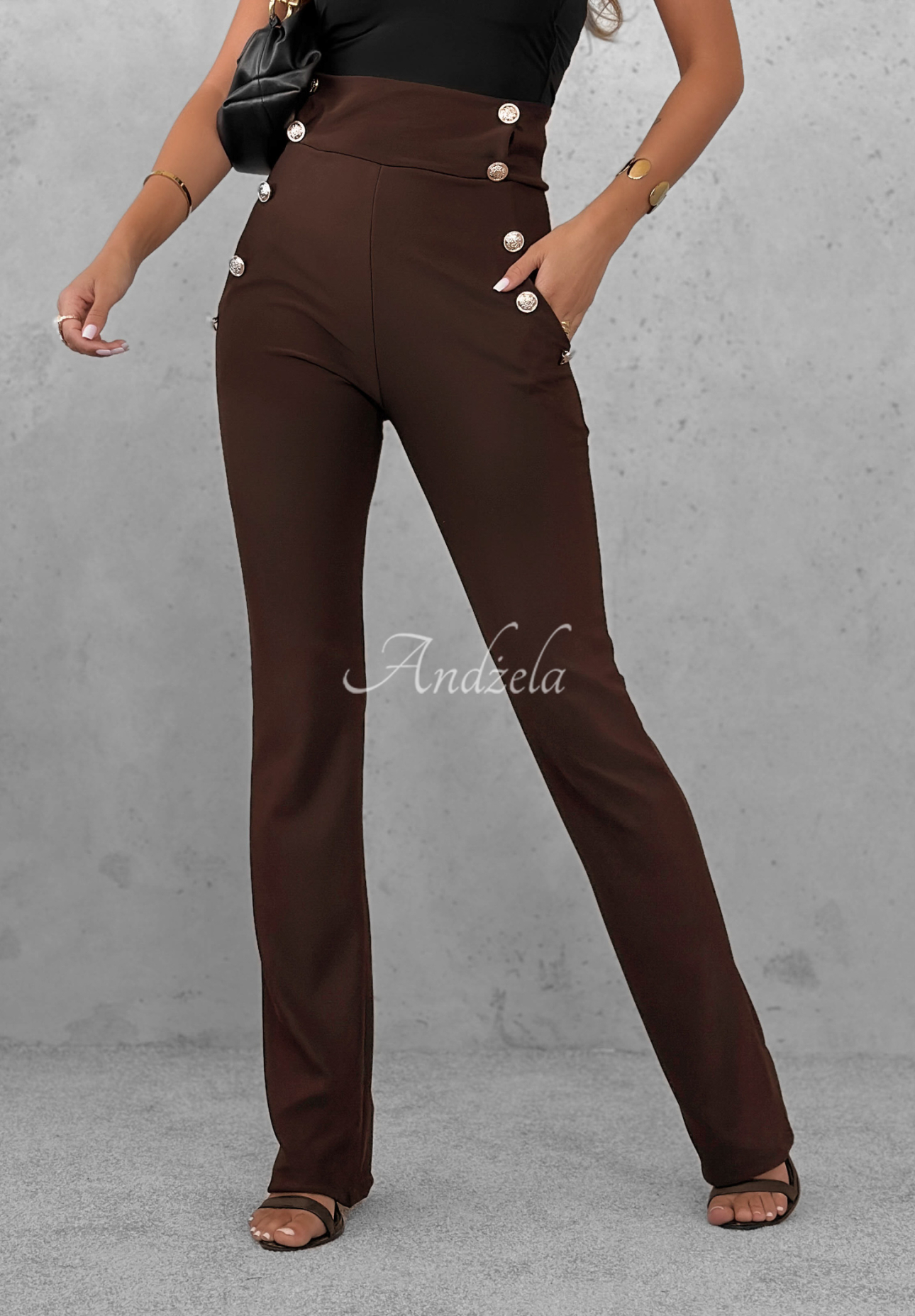 Without Reason chocolate button pants