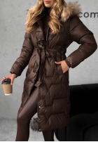 Pikowana kurtka z futerkiem Frostbite czekoladowa II