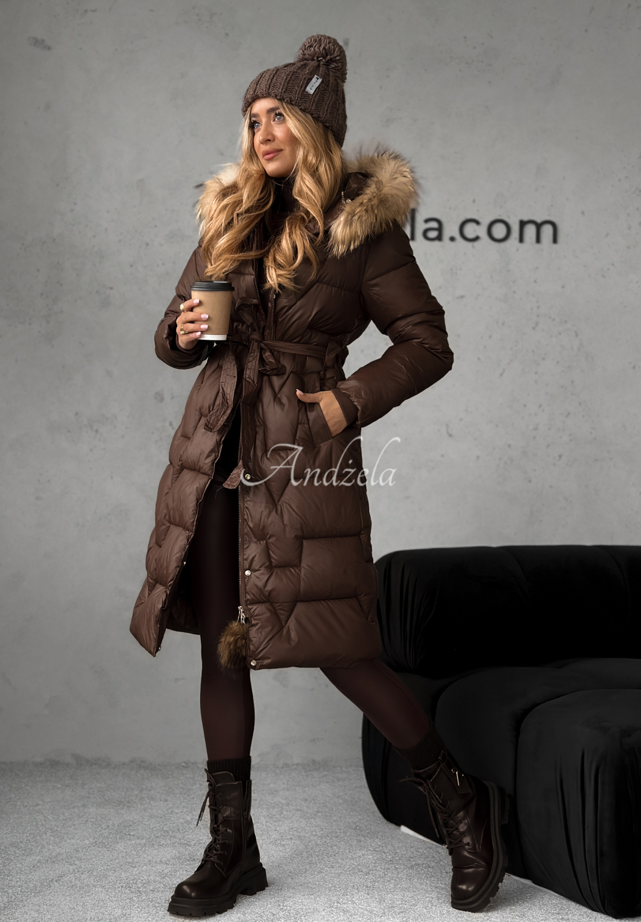 Frostbite quilted fur jacket chocolate II
