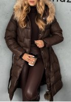 Pikowana kurtka z futerkiem Frostbite czekoladowa II