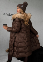 Pikowana kurtka z futerkiem Frostbite czekoladowa II