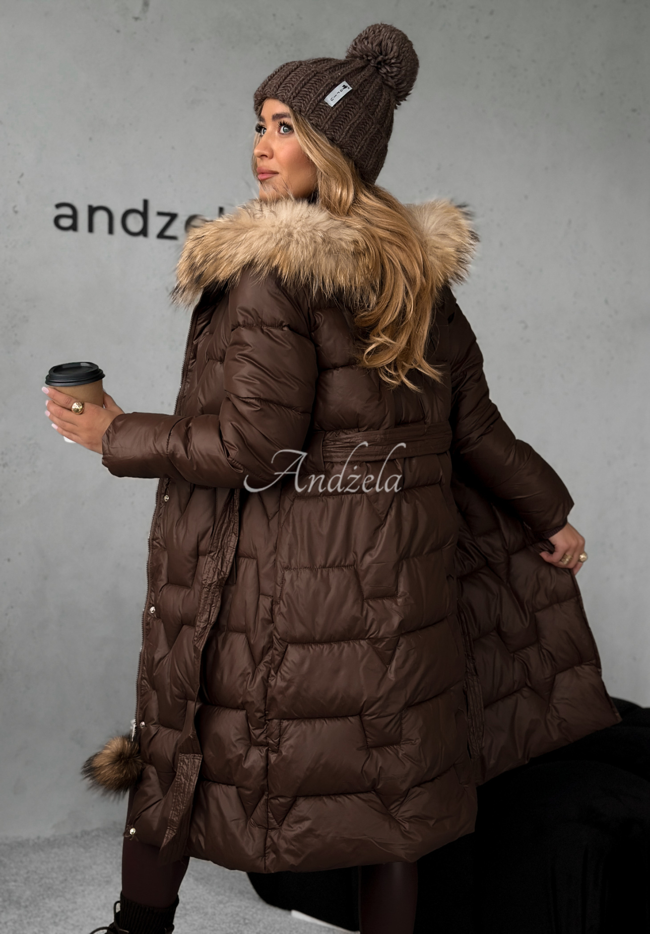 Frostbite quilted fur jacket chocolate II