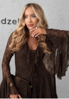 Koronkowa sukienka z falbankami My Own Story czekoladowa