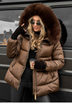 Pikowana kurtka z futerkiem Something Like That czekoladowa