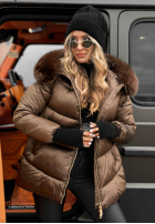 Pikowana kurtka z futerkiem Something Like That czekoladowa