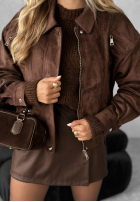 Skórzana kurtka bomberka Just A Mistake czekoladowa