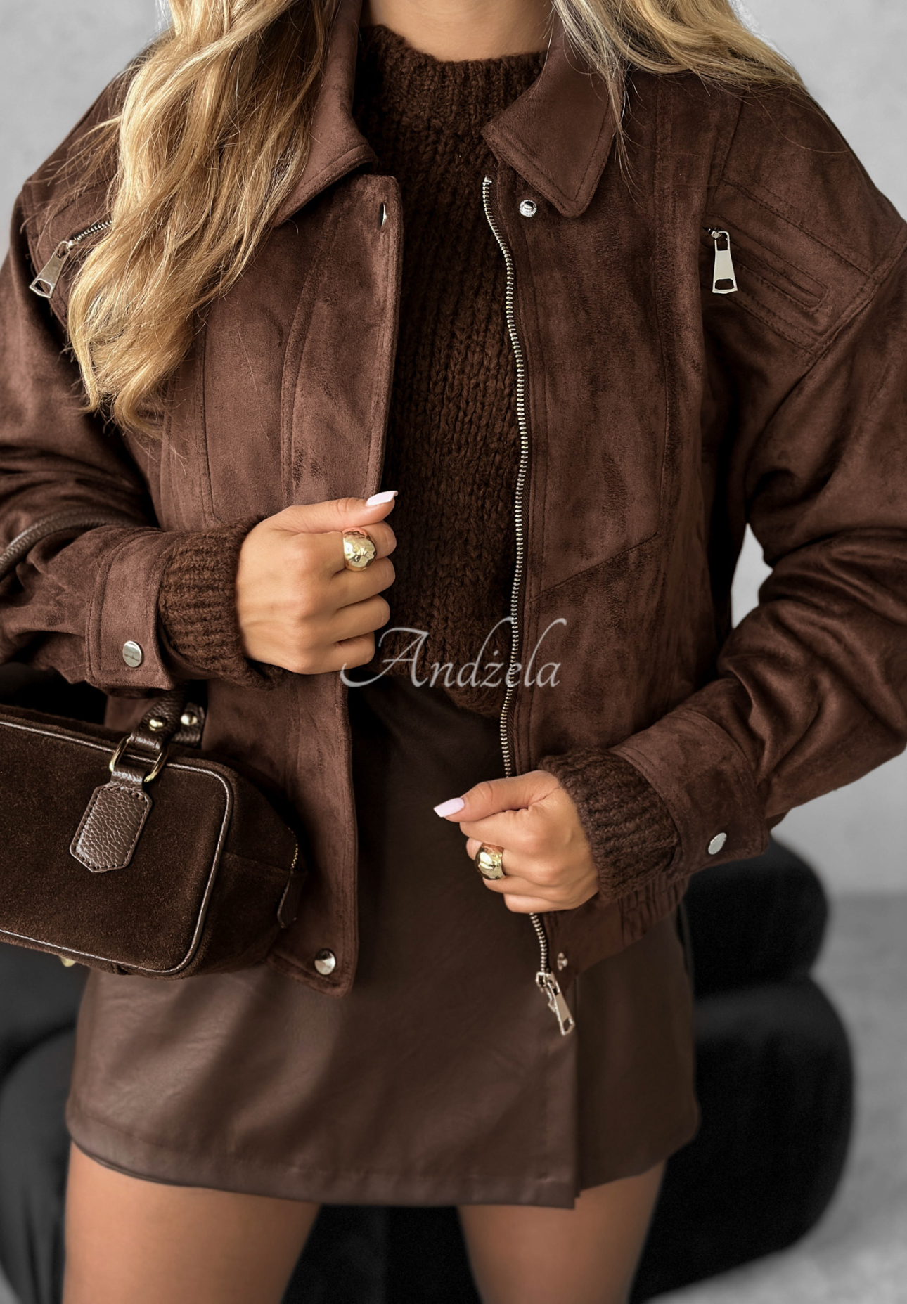 Just A Mistake chocolate suede ramones jacket