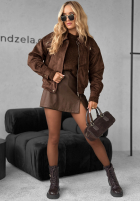 Skórzana kurtka bomberka Just A Mistake czekoladowa