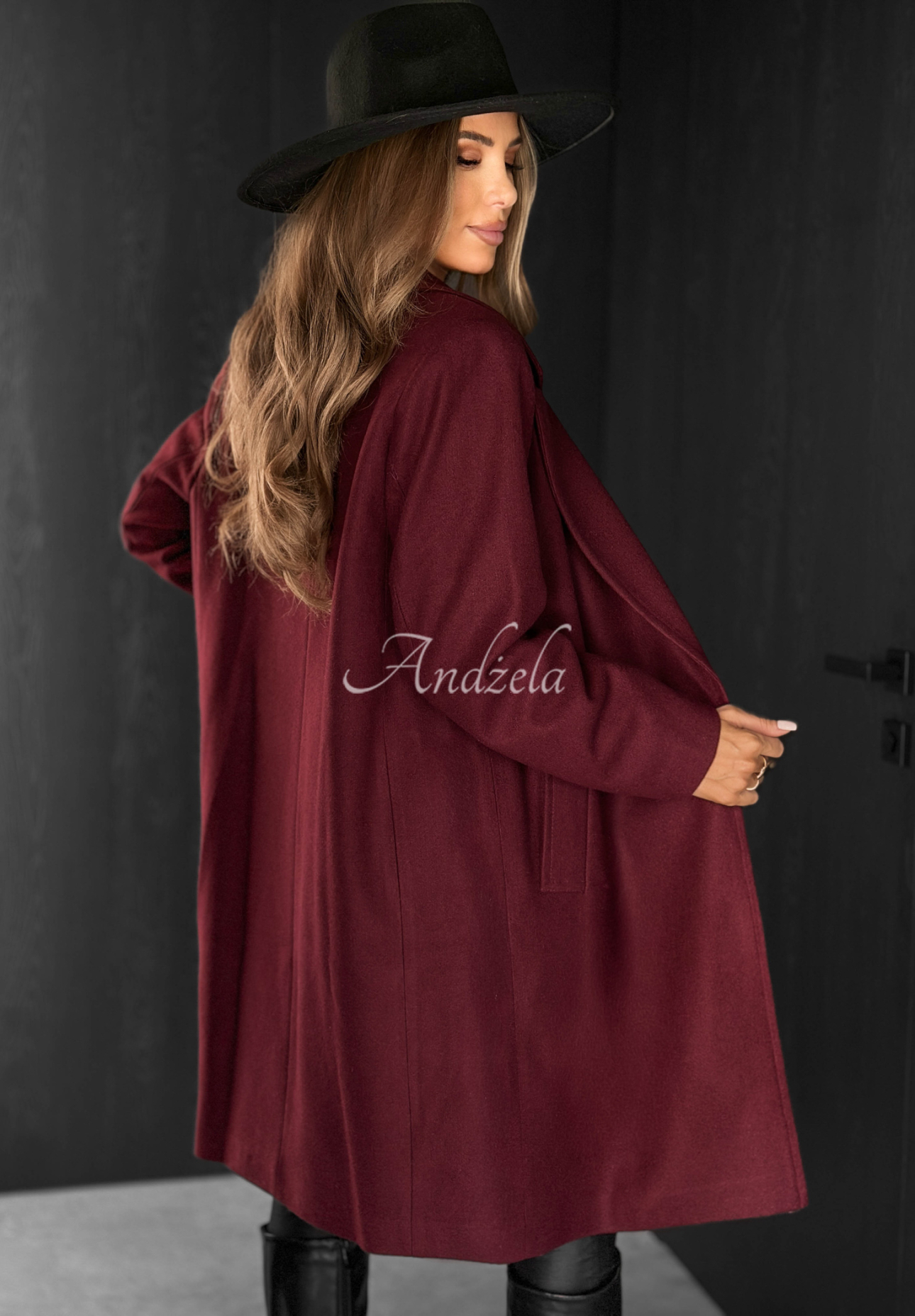 Text Me Back long coat burgundy