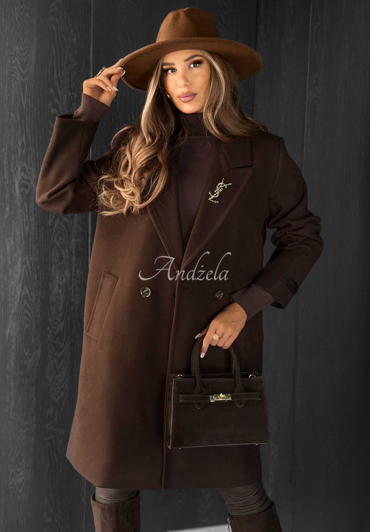 Text Me Back long coat chocolate