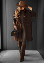 Długi płaszcz Text Me Back czekoladowy