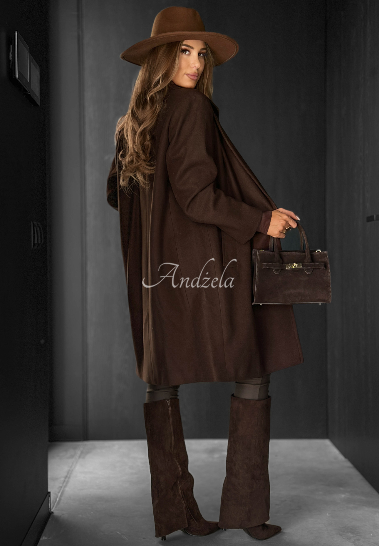 Text Me Back long coat chocolate