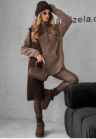 Sweter oversize z kapturem Carra czekoladowy