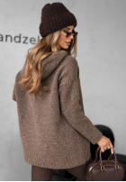 Sweter oversize z kapturem Carra czekoladowy
