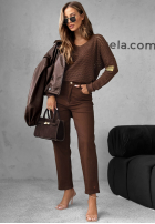 Lekki sweter Round Oak czekoladowy