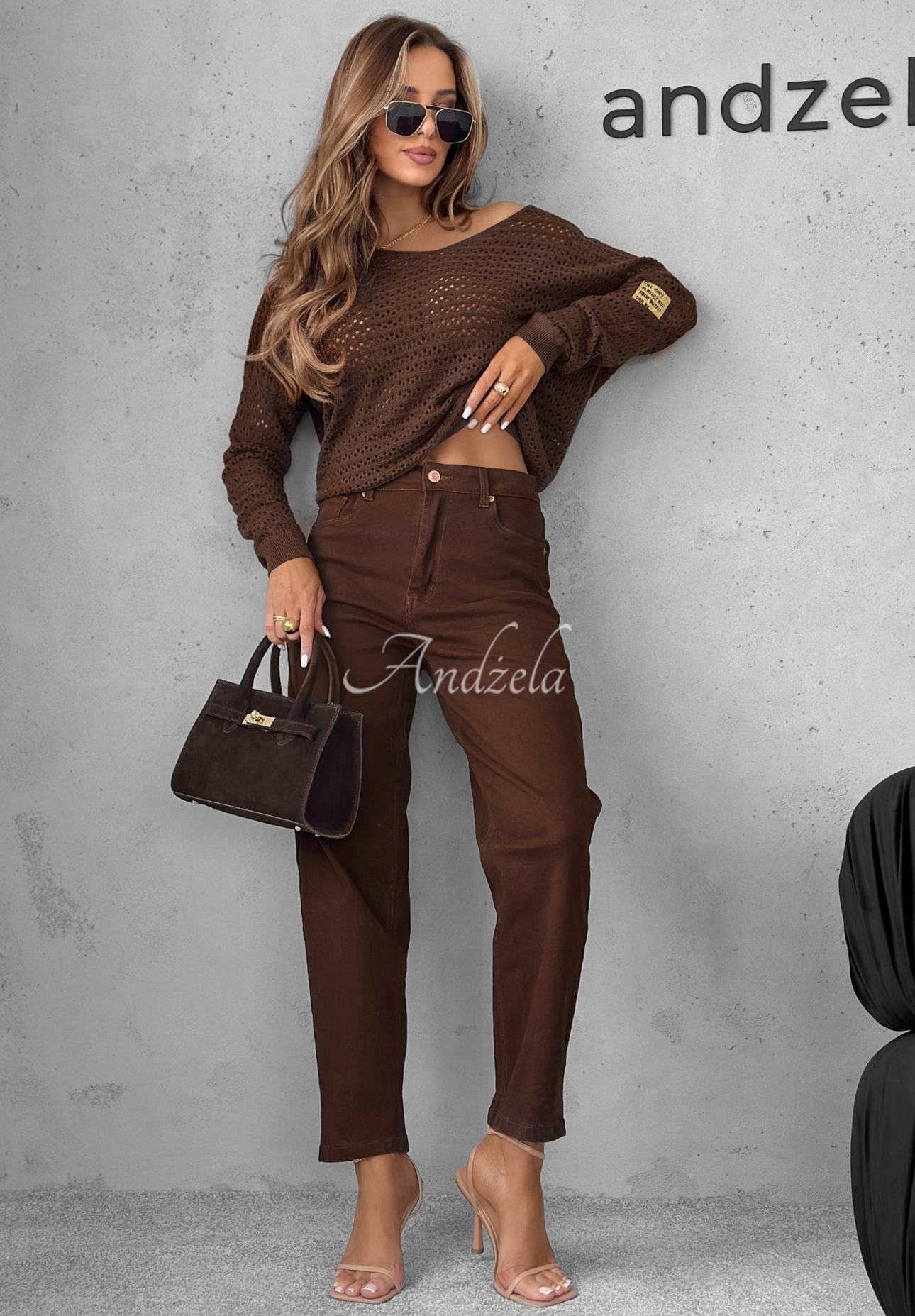 Cold Message chocolate denim mom fit pants