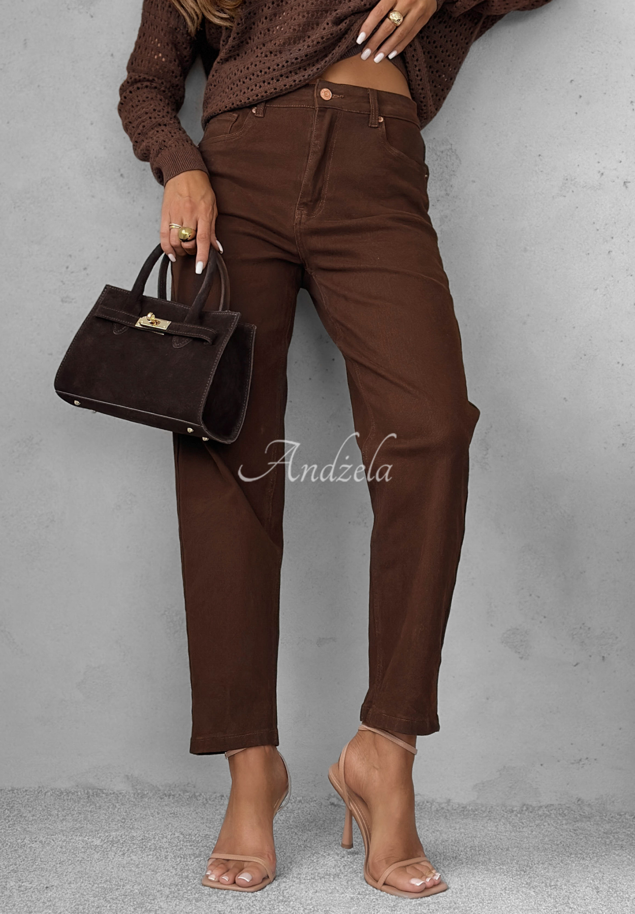 Cold Message chocolate denim mom fit pants