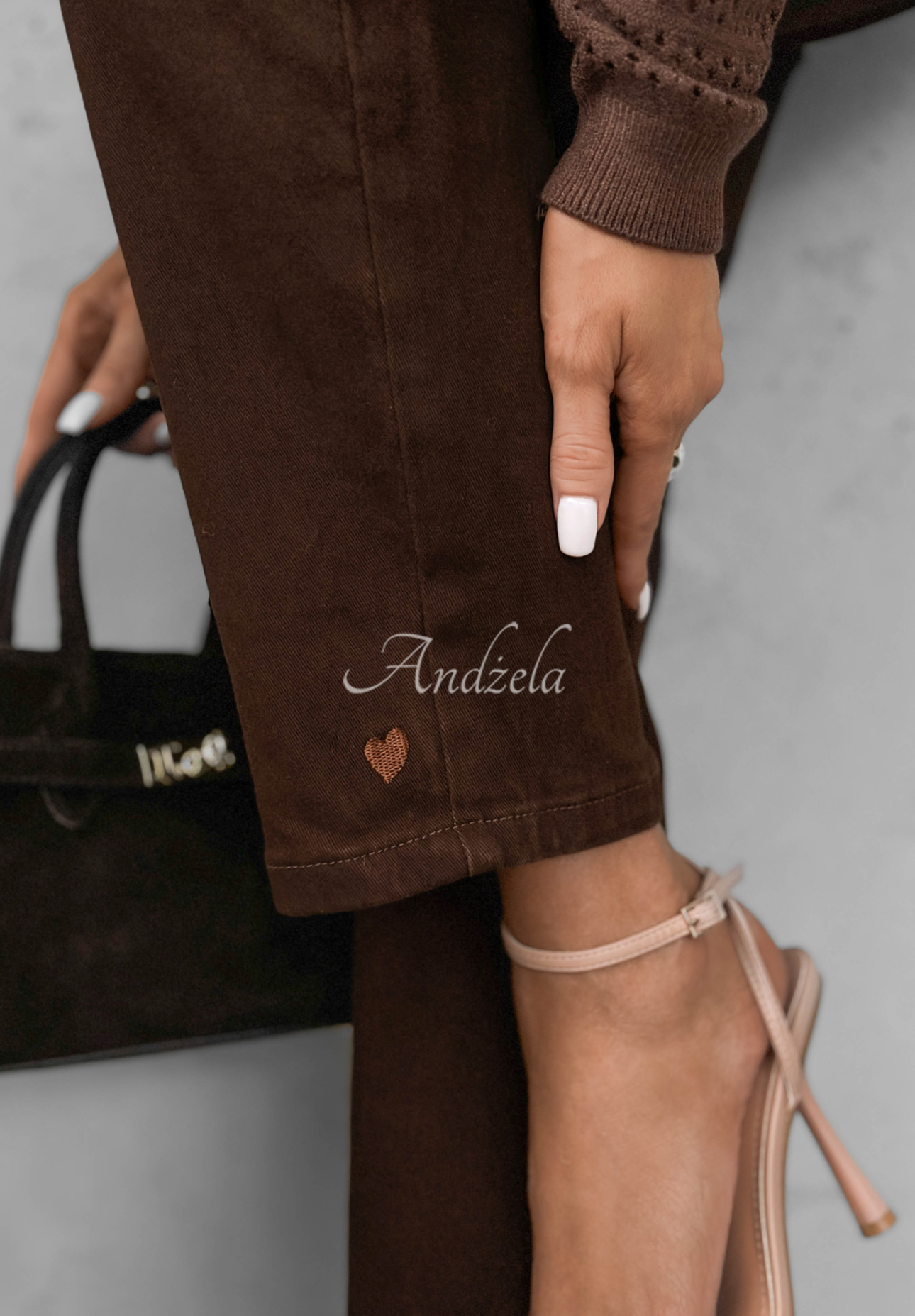 Cold Message chocolate denim mom fit pants