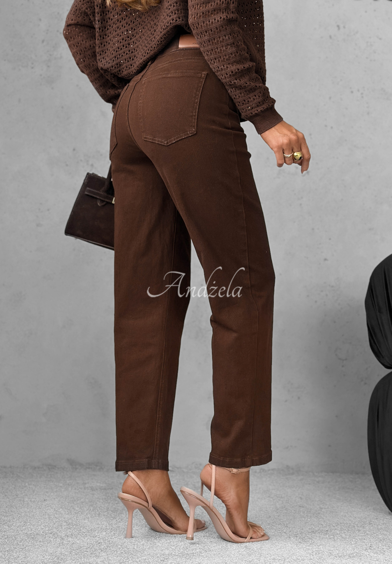 Cold Message chocolate denim mom fit pants