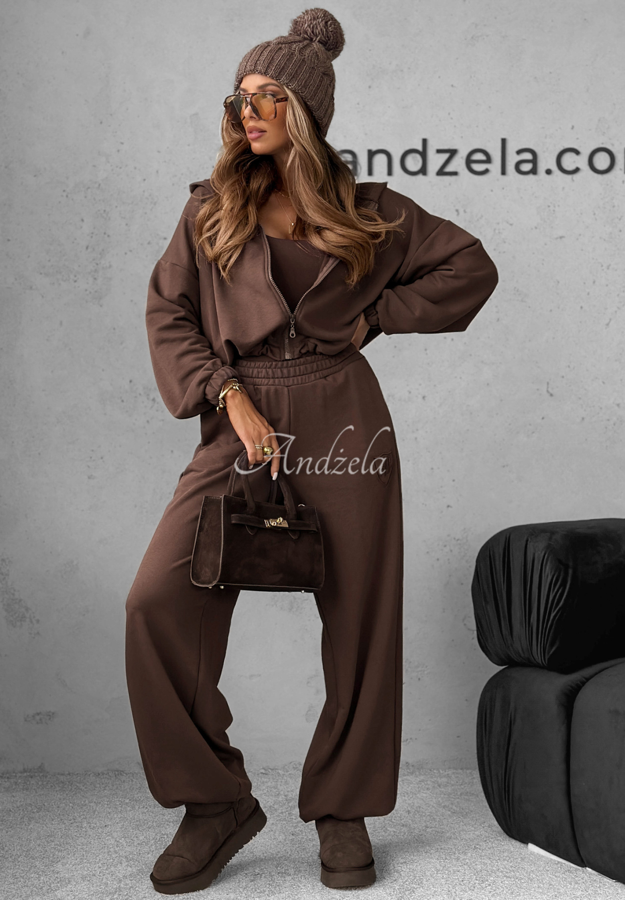 Make It Easy cotton tracksuit set chocolate