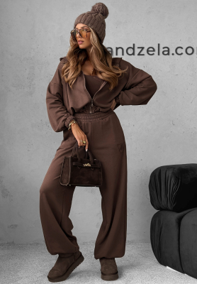 Make It Easy cotton tracksuit set chocolate