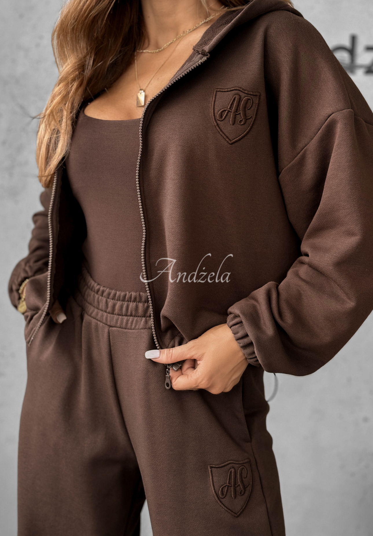 Make It Easy cotton tracksuit set chocolate