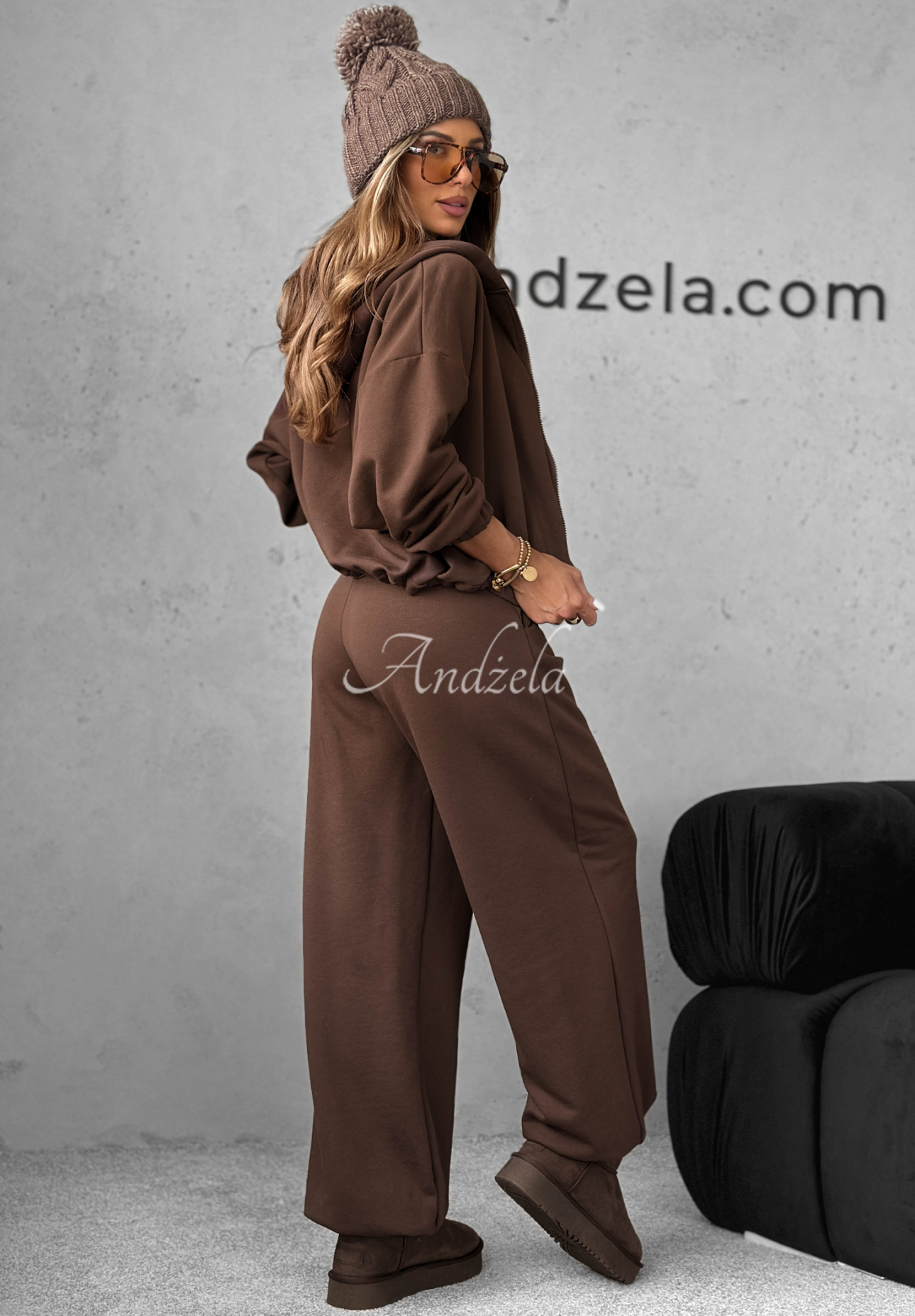 Make It Easy cotton tracksuit set chocolate