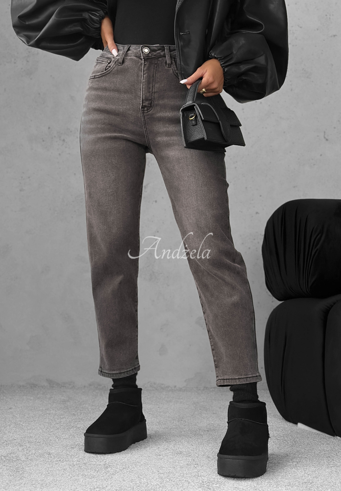 Jeans mom fit pants Looking Back dark grey