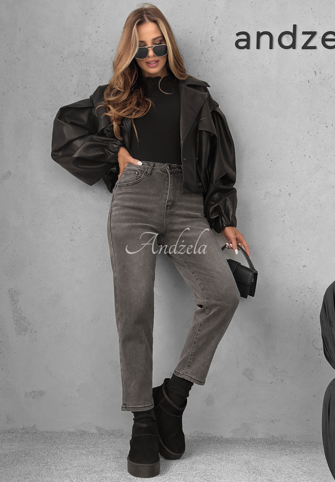 Jeans mom fit pants Looking Back dark grey