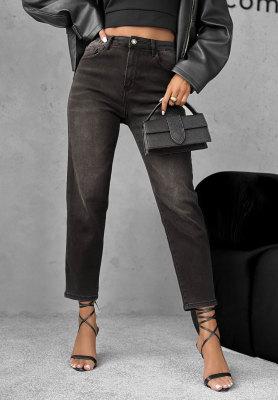 Set Your Goal dark grey denim mom fit pants