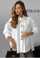 Bawełniana koszula z ozdobnymi guzikami Don't Change Yourself biała