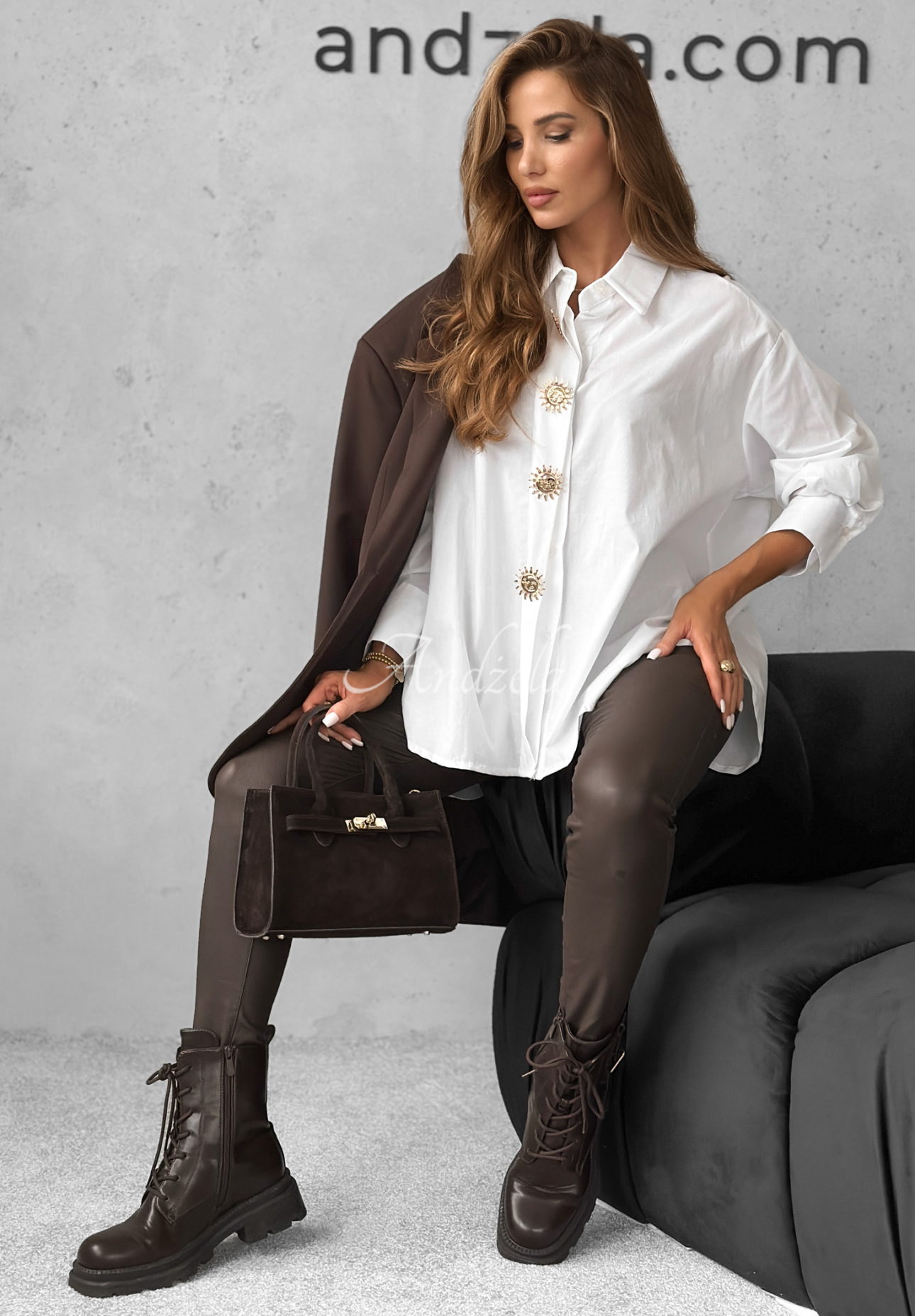 Cotton shirt with decorative buttons Don't Change Yourself white