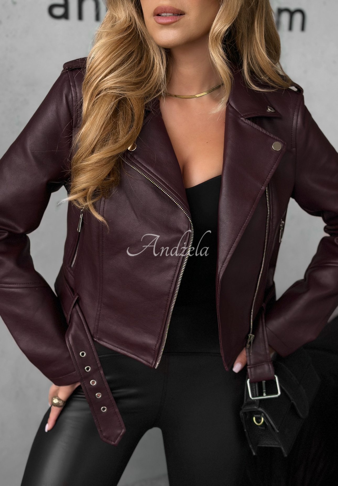 Just Let Go burgundy leather ramones jacket