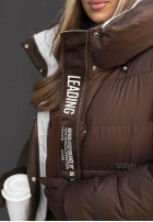 Długa pikowana kurtka Over To You czekoladowa