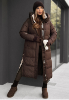 Długa pikowana kurtka Over To You czekoladowa