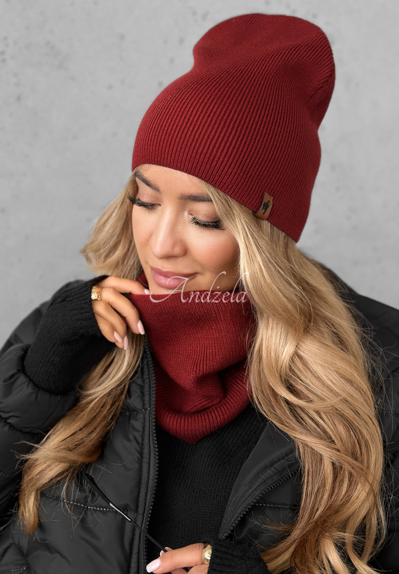 Enjoying Autumn chimney with viscose burgundy