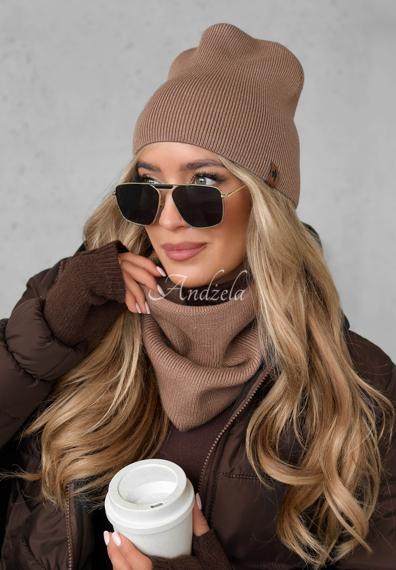 Enjoying Autumn cap with viscose beige.