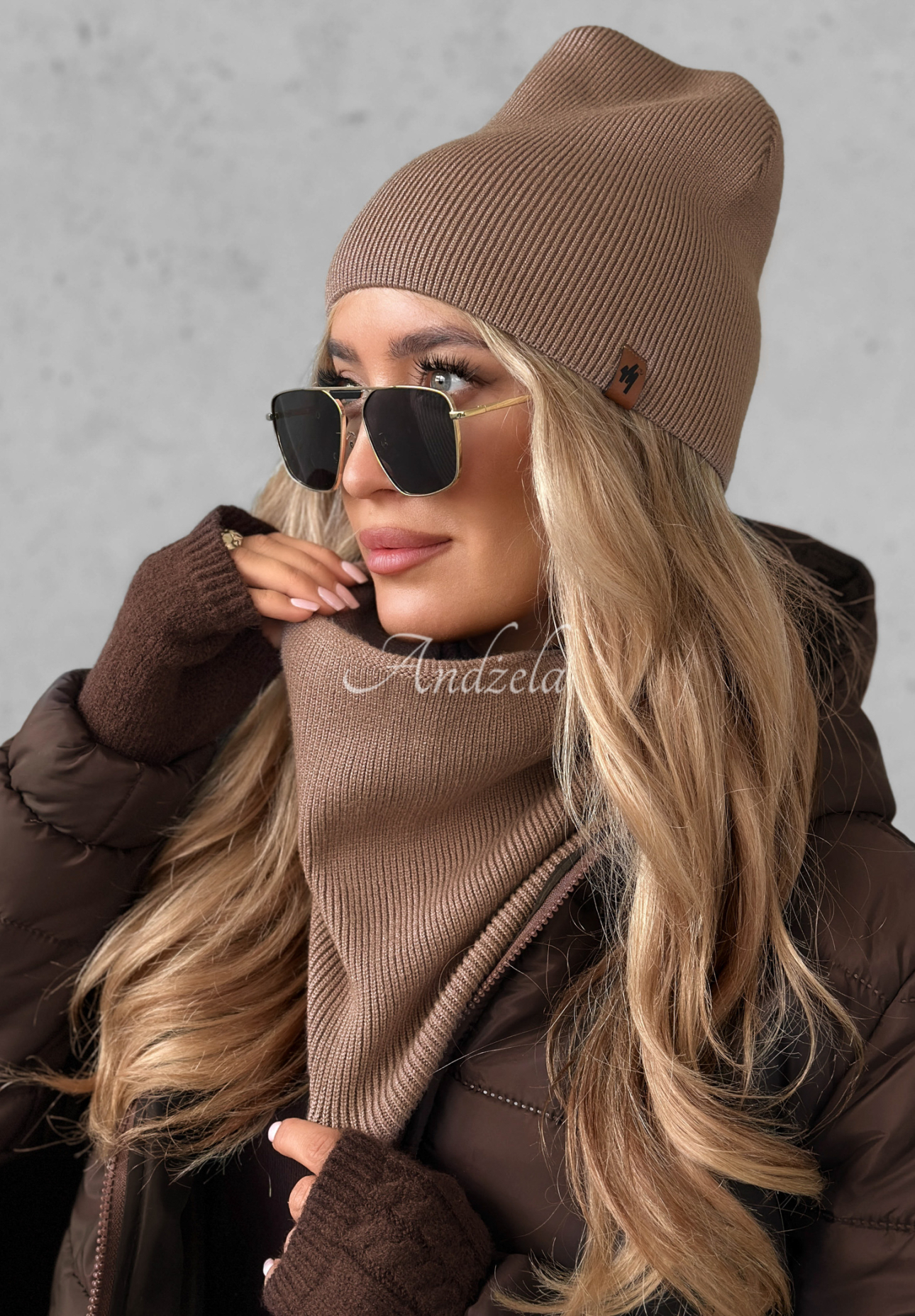 Enjoying Autumn cap with viscose beige.