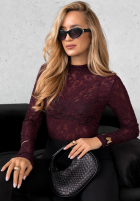 Koronkowa bluzka longsleeve Imagine Me burgundowa